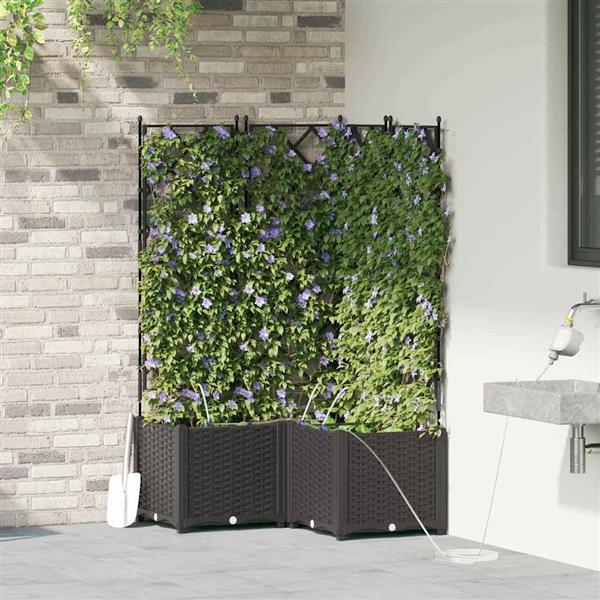 Grote foto vidaxl tuinplantbakken zwart 80 x 80 x 142 cm staal tuin en terras overige tuin en terras