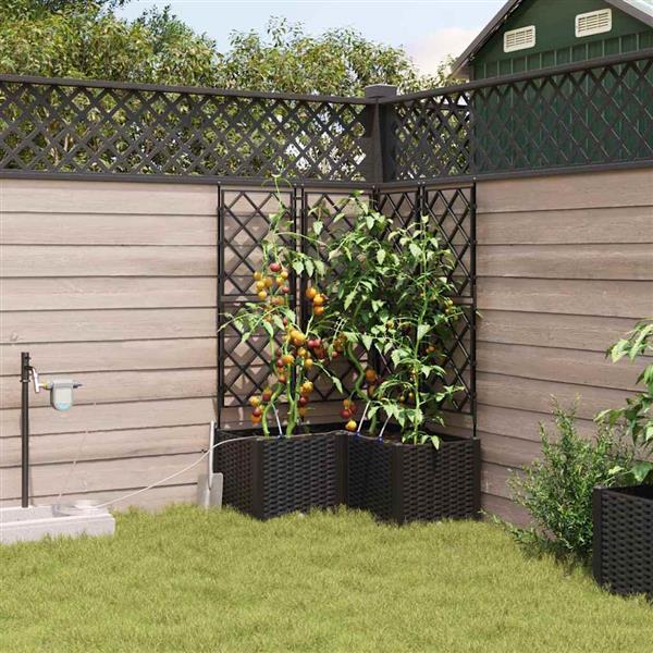 Grote foto vidaxl tuinplantbakken zwart 80 x 80 x 142 cm staal tuin en terras overige tuin en terras