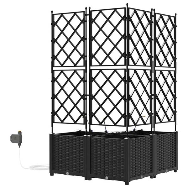 Grote foto vidaxl tuinplantbakken zwart 80 x 80 x 142 cm staal tuin en terras overige tuin en terras
