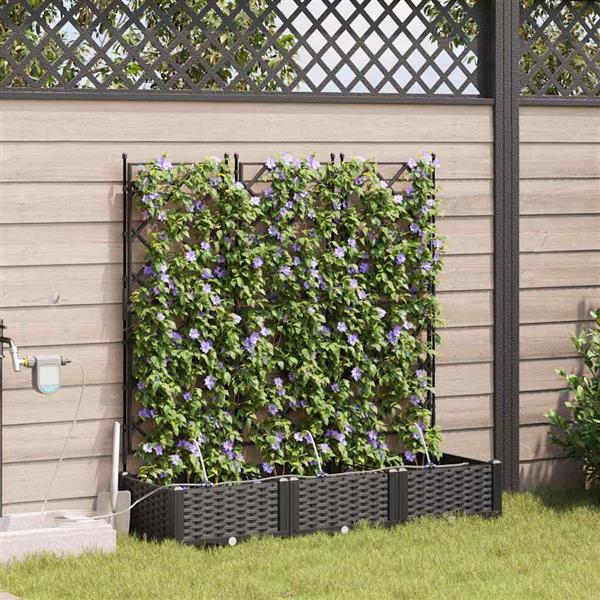 Grote foto vidaxl tuinplantbakken zwart 120 x 40 x 126 cm staal tuin en terras overige tuin en terras