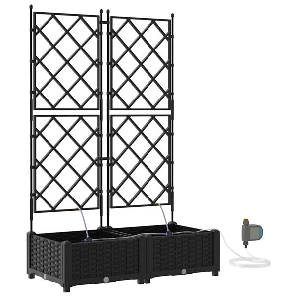 Grote foto vidaxl tuinplantbakken zwart 80 x 40 x 126 cm staal tuin en terras overige tuin en terras