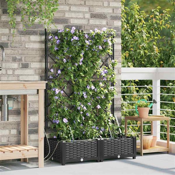 Grote foto vidaxl tuinplantbakken zwart 80 x 40 x 126 cm staal tuin en terras overige tuin en terras