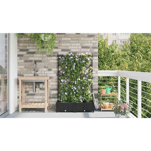 Grote foto vidaxl tuinplantbakken zwart 80 x 40 x 126 cm staal tuin en terras overige tuin en terras