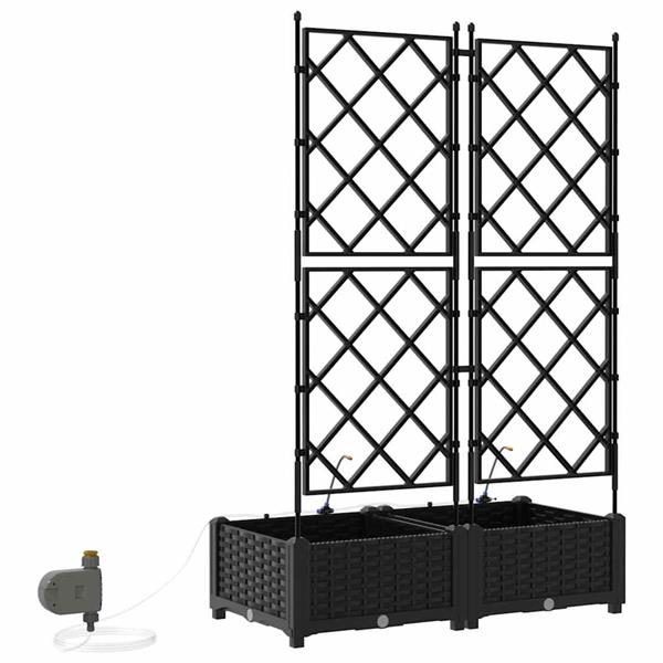 Grote foto vidaxl tuinplantbakken zwart 80 x 40 x 126 cm staal tuin en terras overige tuin en terras