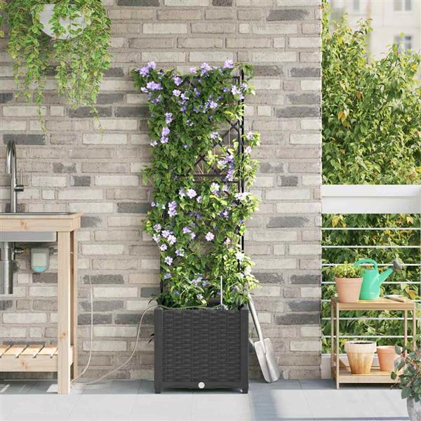 Grote foto vidaxl tuinplantbakken zwart 40 x 40 x 142 cm staal tuin en terras overige tuin en terras