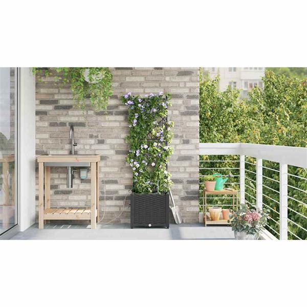 Grote foto vidaxl tuinplantbakken zwart 40 x 40 x 142 cm staal tuin en terras overige tuin en terras