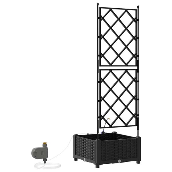 Grote foto vidaxl tuinplantbakken zwart 40 x 40 x 126 cm staal tuin en terras overige tuin en terras