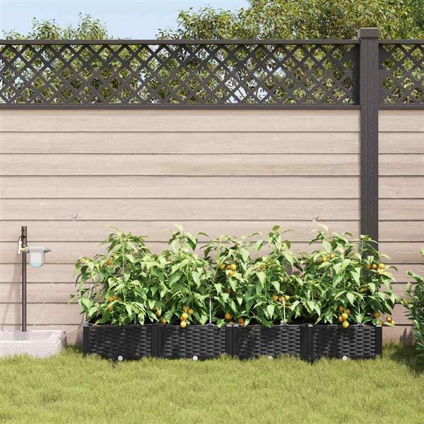 Grote foto vidaxl tuinplantbakken zwart 160 x 40 x 22 cm staal tuin en terras overige tuin en terras