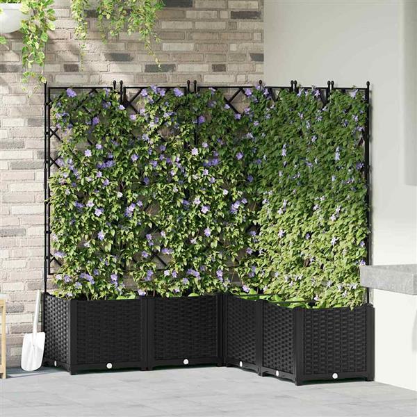 Grote foto vidaxl tuin bloempot 5 pcs zwart 120 x 120 x 143 cm staal tuin en terras overige tuin en terras