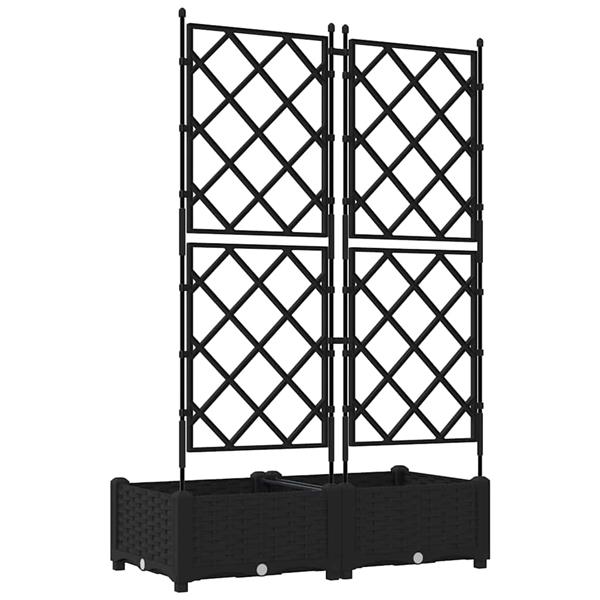 Grote foto vidaxl tuindruppel met trellis 2 pcs zwart 80 x 40 x 125 5 cm pp tuin en terras overige tuin en terras