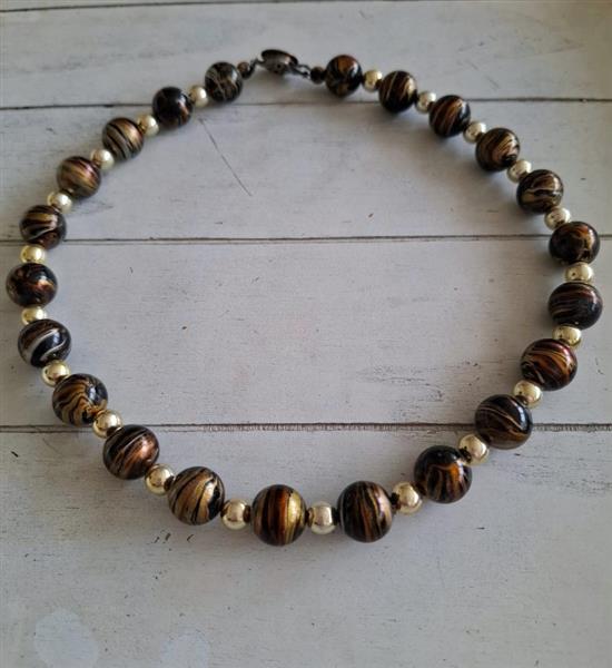 Grote foto vintage halssnoer fantasieparels in aardetinten sieraden tassen en uiterlijk kettingen
