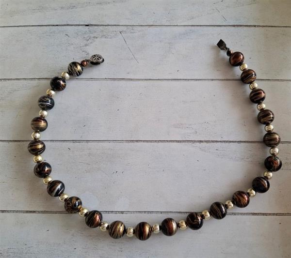 Grote foto vintage halssnoer fantasieparels in aardetinten sieraden tassen en uiterlijk kettingen