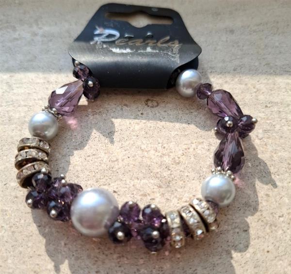 Grote foto stretch armband met aubergine zilver en strass sieraden tassen en uiterlijk armbanden voor haar
