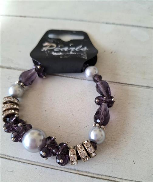 Grote foto stretch armband met aubergine zilver en strass sieraden tassen en uiterlijk armbanden voor haar