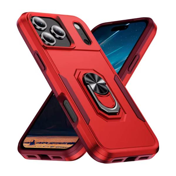 Grote foto iphone 16 militair shockproof hoesje met kickstand grip socket magnetische cover case rood telecommunicatie mobieltjes
