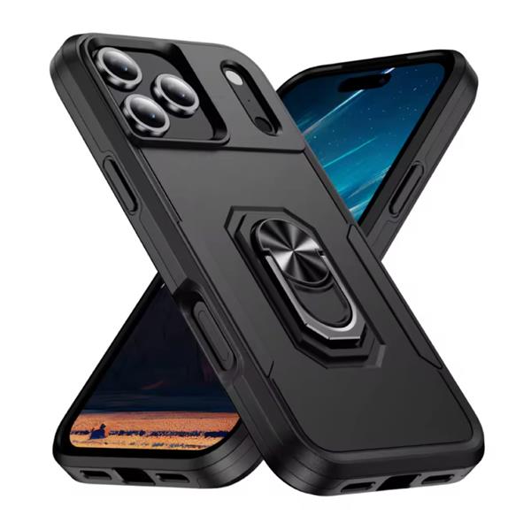 Grote foto iphone 16 militair shockproof hoesje met kickstand grip socket magnetische cover case zwart telecommunicatie mobieltjes