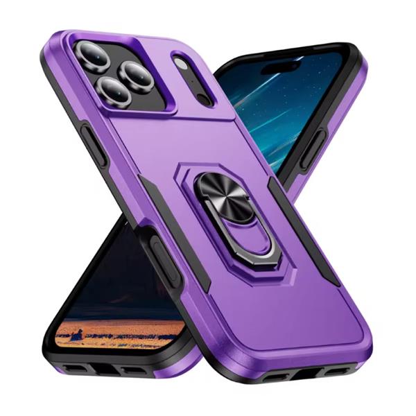 Grote foto iphone 17 militair shockproof hoesje met kickstand grip socket magnetische cover case paars telecommunicatie mobieltjes