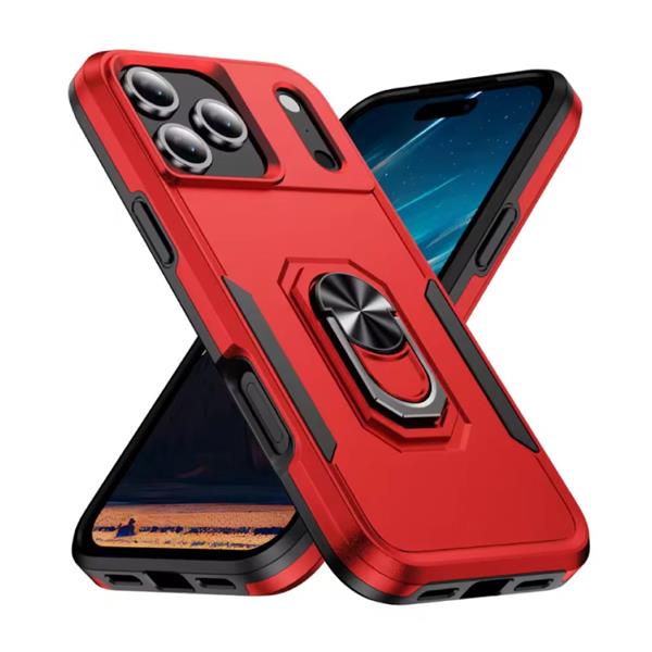 Grote foto iphone 16 militair shockproof hoesje met kickstand grip socket magnetische cover case rood zwa telecommunicatie mobieltjes
