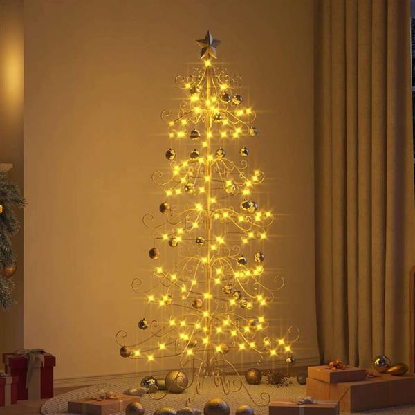 Grote foto vidaxl metalen kerstboom met standaard goud 180 cm poedergecoat staal diversen overige diversen