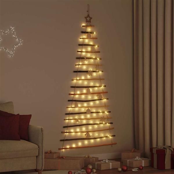 Grote foto vidaxl kerstboom met 100 led naturel 180 cm massief essenhout diversen overige diversen