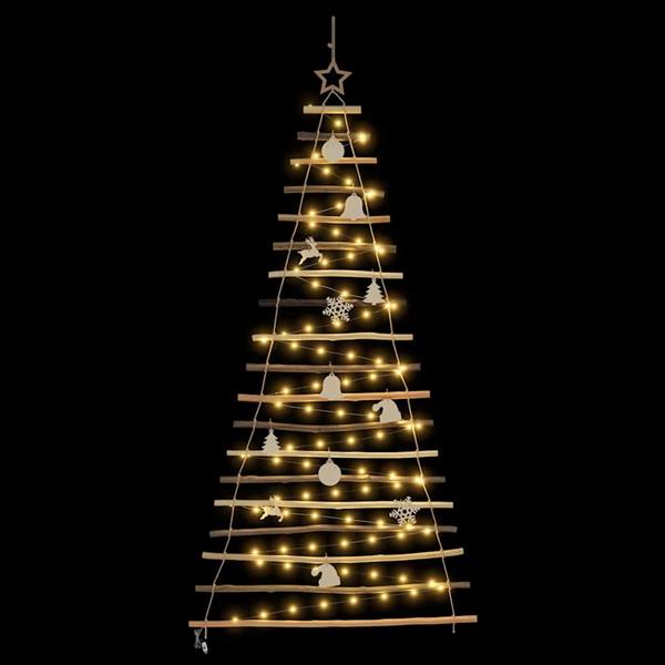 Grote foto vidaxl kerstboom met 100 led naturel 180 cm massief essenhout diversen overige diversen