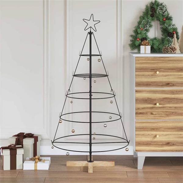 Grote foto vidaxl kerst cone boom met standaard zwart 125 cm staal diversen overige diversen