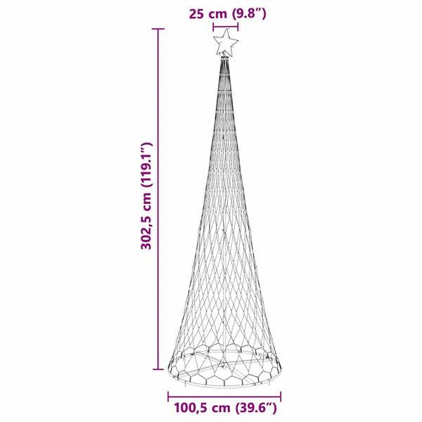 Grote foto vidaxl led kerstboom multikleur 100.5 x 100.5 x 302.5 cm metaal diversen overige diversen
