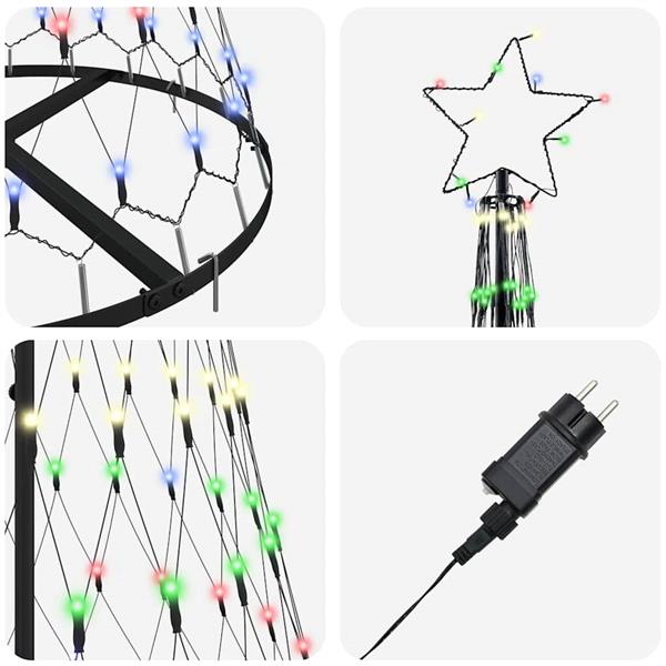 Grote foto vidaxl led kerstboom met 230 led multikleur 71 x 71 x 184.5 cm metaal diversen overige diversen