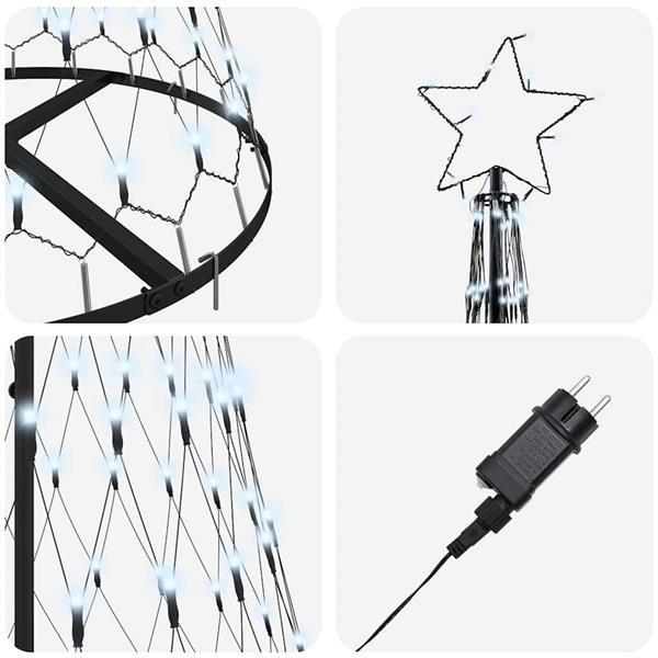 Grote foto vidaxl led kerstboom met 230 led koudwit 71 x 71 x 184.5 cm metaal diversen overige diversen