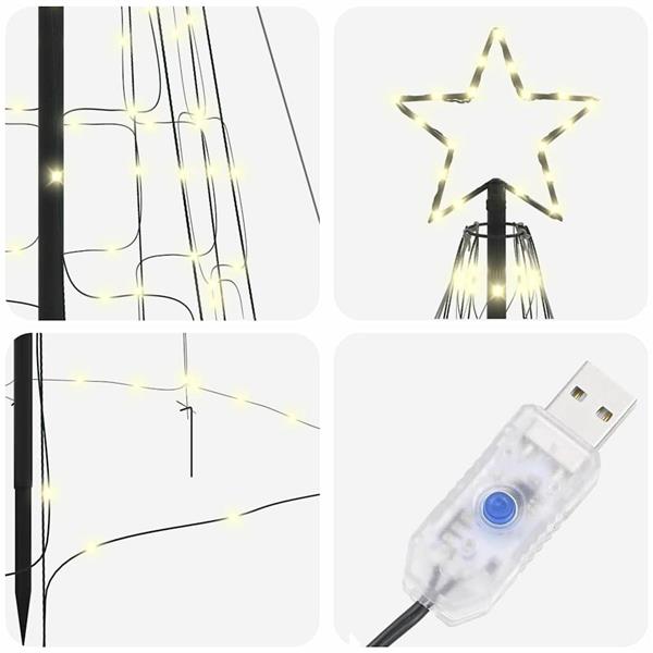 Grote foto vidaxl led kerstboom met grondspiesjes warmwit 400 cm ijzer diversen overige diversen