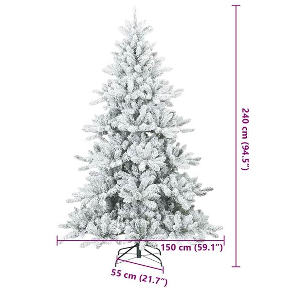Grote foto vidaxl kunst kerstboom met geveerde takken sneeuw bedekt wit 240 cm diversen overige diversen