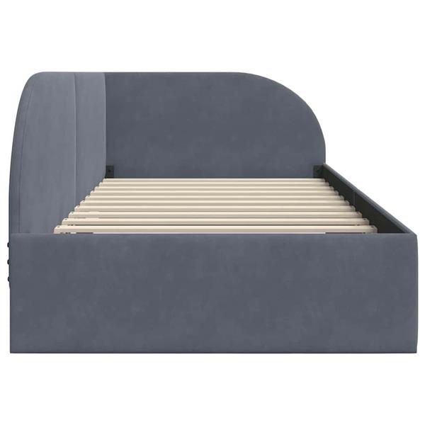 Grote foto vidaxl hoekbedframe met hoofdeinde donkergrijs 100 x 200 cm fluweel antiek en kunst stoelen en banken