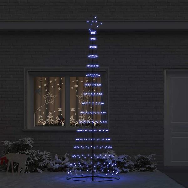 Grote foto vidaxl led kerstboom met 350 led blauw 100 5 x 100 5 x 302 5 cm metaal diversen overige diversen
