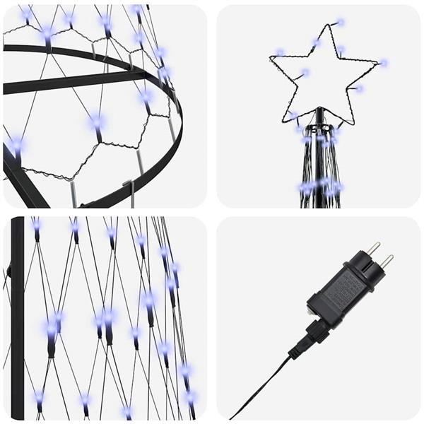 Grote foto vidaxl led kerstboom met 350 led blauw 100 5 x 100 5 x 302 5 cm metaal diversen overige diversen