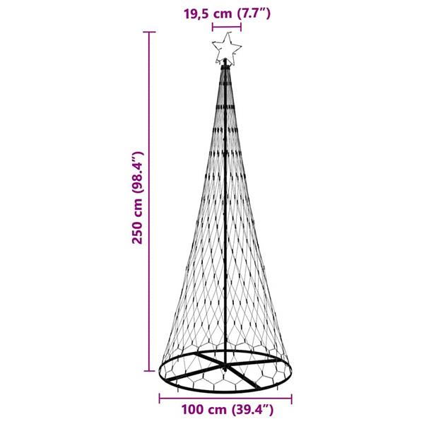 Grote foto vidaxl led kerstboom met 290 led warmwit 100 x 100 x 250 cm metaal diversen overige diversen