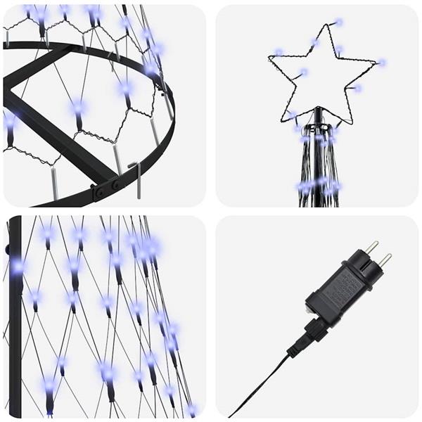 Grote foto vidaxl led kerstboom met 230 led blauw 71 x 71 x 184.5 cm metaal diversen overige diversen