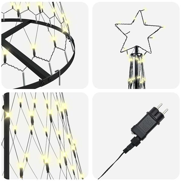 Grote foto vidaxl led kerstboom met 230 led warmwit 71 x 71 x 184.5 cm metaal diversen overige diversen