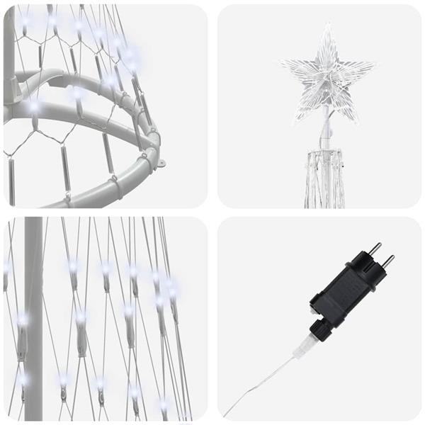 Grote foto vidaxl led kerstboom met 230 led koudwit 51 x 51 x 190 cm metaal diversen overige diversen