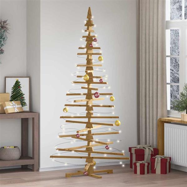 Grote foto vidaxl houten kerstboom met standaard bruin 210 cm massief grenenhout diversen overige diversen