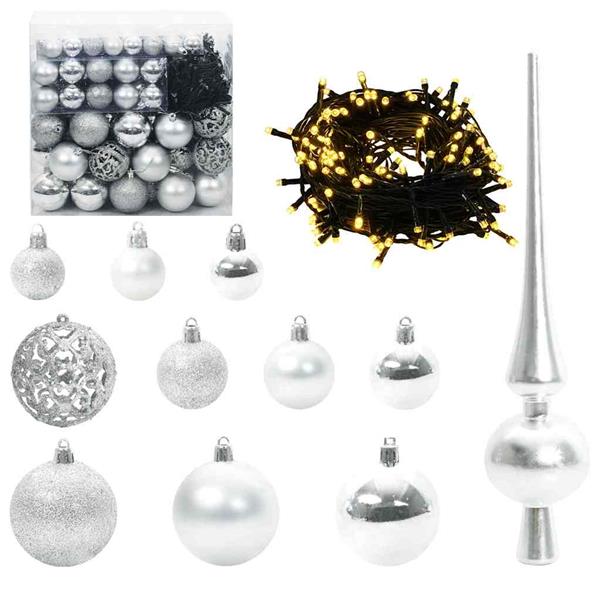 Grote foto vidaxl kerstbal set met 300 led 120 pcs zilver kunststof diversen overige diversen