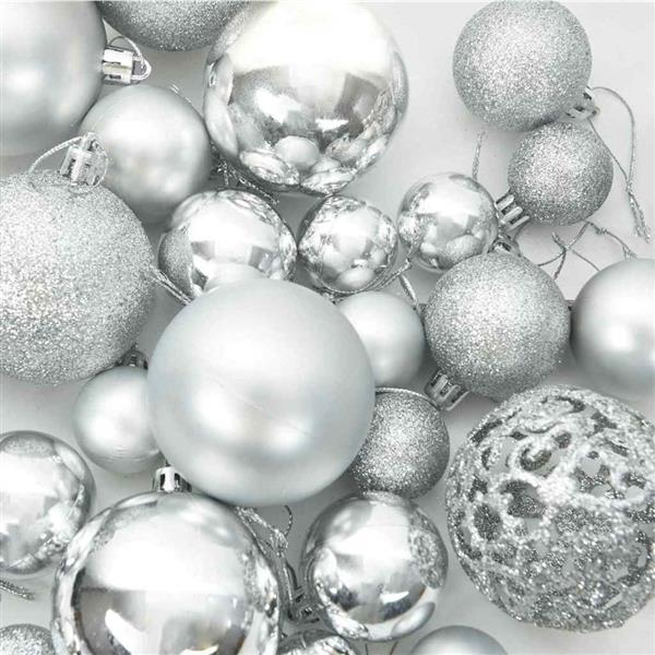 Grote foto vidaxl kerstbal set met 300 led 120 pcs zilver kunststof diversen overige diversen