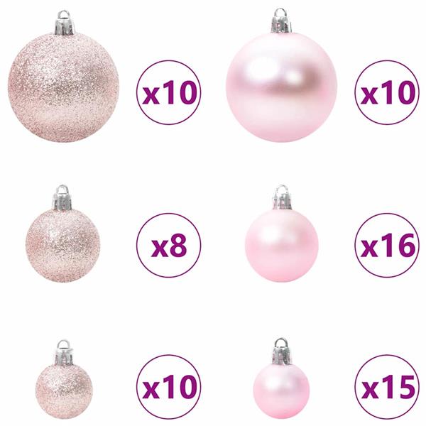Grote foto vidaxl kerstbal set met 300 led 120 pcs roze kunststof diversen overige diversen
