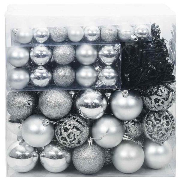 Grote foto vidaxl kerstbal set met 300 led 120 pcs zilver kunststof diversen overige diversen