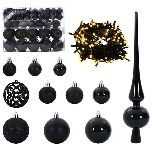 Grote foto vidaxl kerstbal set met 150 led 61 pcs zwart kunststof diversen overige diversen