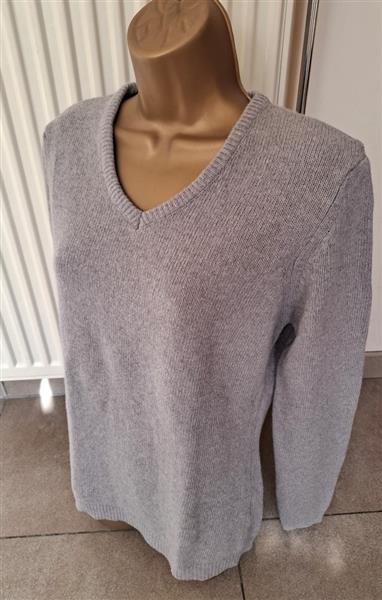 Grote foto lange grijze lamswollen v hals trui medium kleding dames truien en vesten