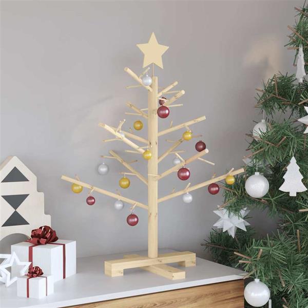 Grote foto vidaxl houten kerstboom met standaard naturel 75 cm massief grenenhout diversen overige diversen