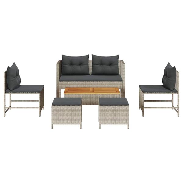 Grote foto vidaxl tuin sofa set 6 pcs lichtgrijs en donkergrijs poly rattan tuin en terras tuinmeubelen