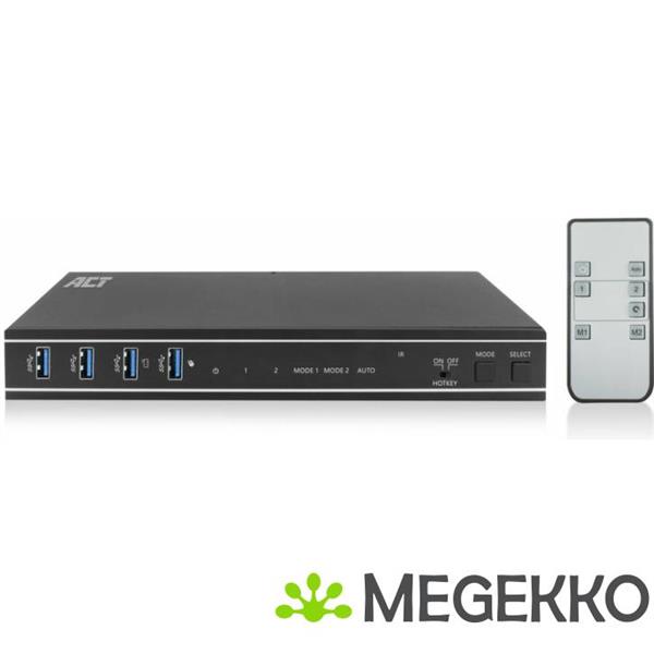 Grote foto act 2 poorts dual hdmi 4k 60hz kvm switch. usb 3.2 gen1 usb 3.0 computers en software overige computers en software