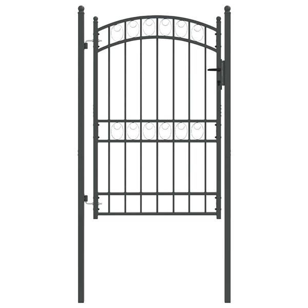 Grote foto vidaxl hekpoort met slot grijs 200 x 100 cm poedergecoat staal tuin en terras hekken en schuttingen