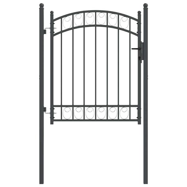 Grote foto vidaxl hekpoort met slot grijs 150 x 100 cm poedergecoat staal tuin en terras hekken en schuttingen